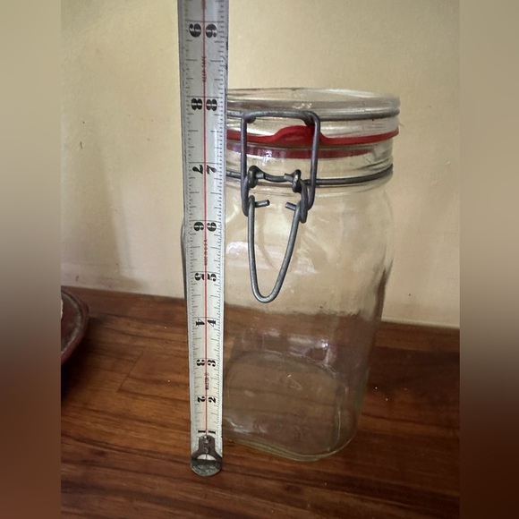 Hermetic Glass Canister Jar 1.5L England 9”Hx 4"x4" Ravenhead Kilner Hasp &Bail - Picture 2 of 6